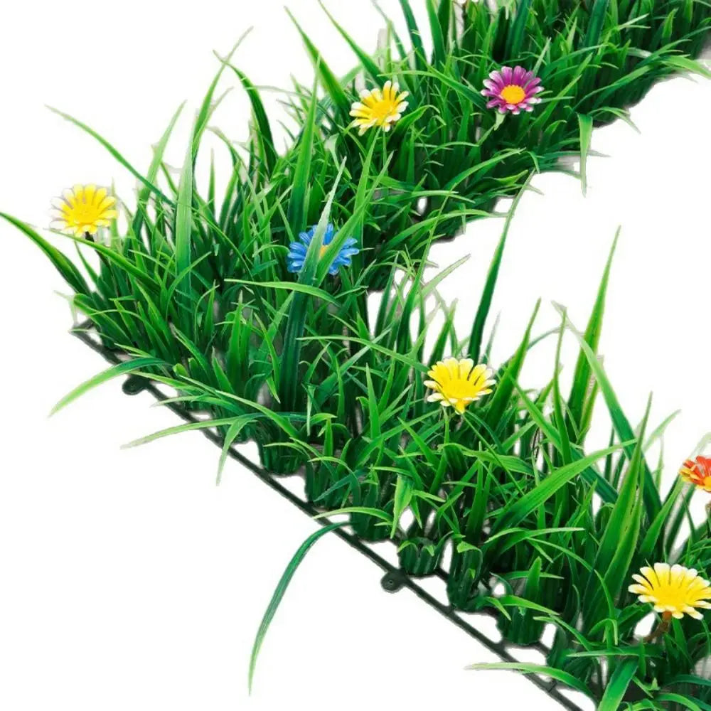 Artificial Grass Turf Mat with Flowers | Fake Green Lawn Decor Artificial Turf Mat Richie's