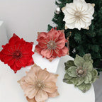 Artificial Glittery Poinsettia & Magnolia Stems | Xmas Décor Artificial Flower Stems Richie's