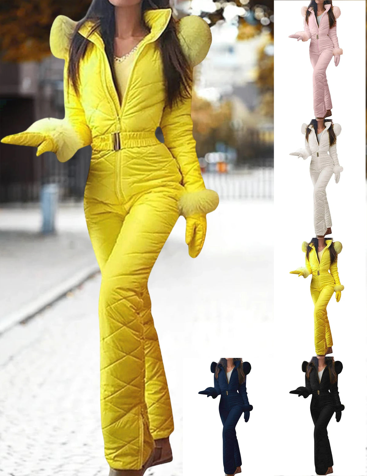 Women's Waterproof One-Piece Ski Jumpsuit – Insulated Snowsuit Women's Ski Jumpsuit Richie's