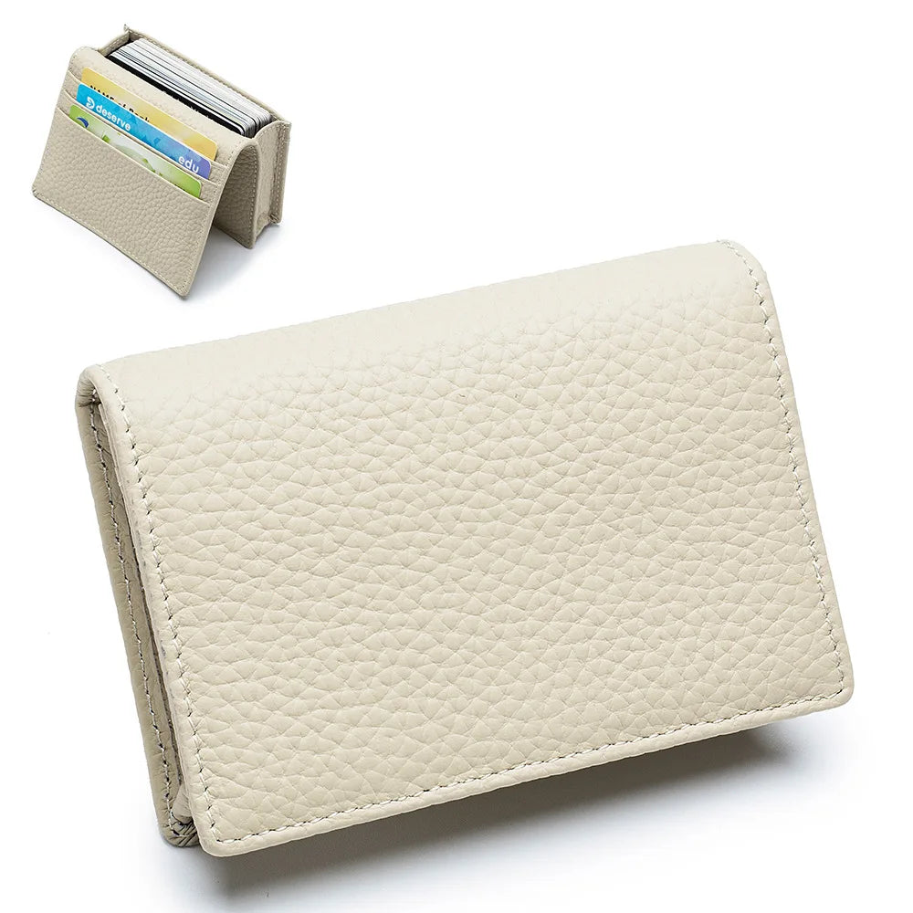 Genuine Leather Card Holder Wallet & Coin Purse – Unisex Leather Card Wallet Richie's beige