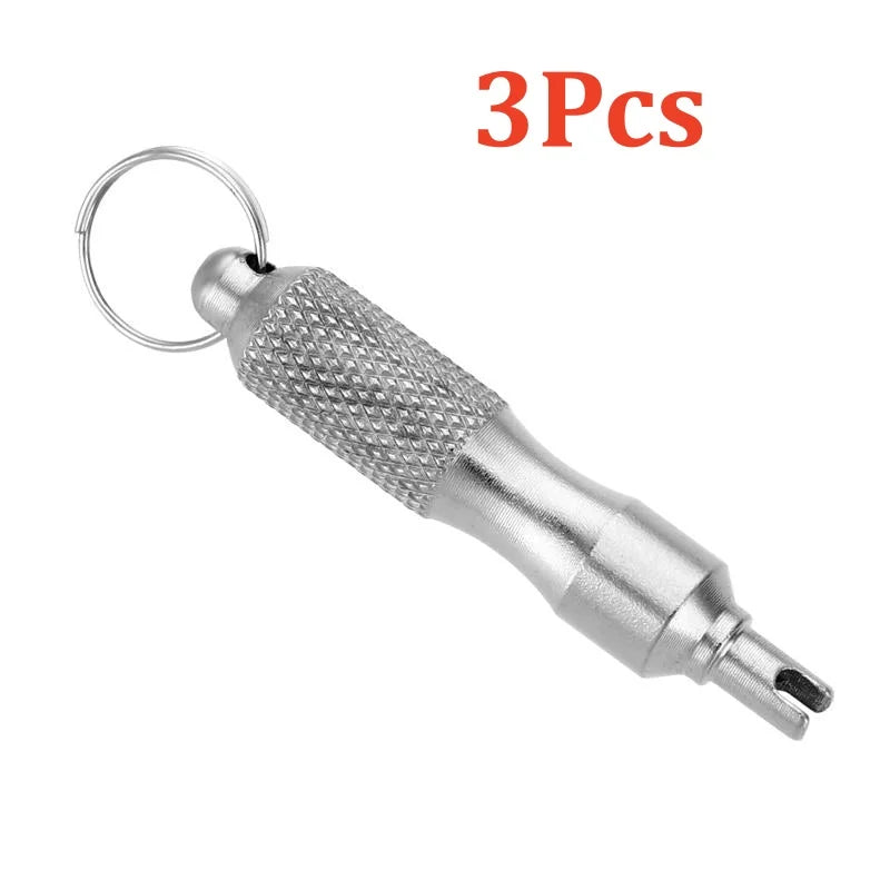 Stainless Steel Tire Valve Core Removal Tool with Keyring Tire Valve Tool Richie's 3Pcs