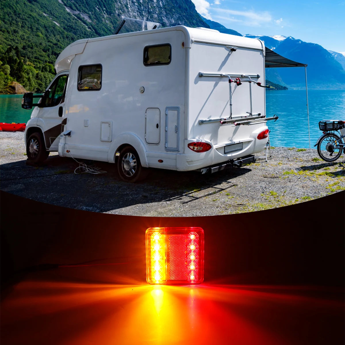 2Pcs Waterproof 10 LED Trailer Tail Lights 12V/24V Rear Pair Trailer Tail Lights Richie's