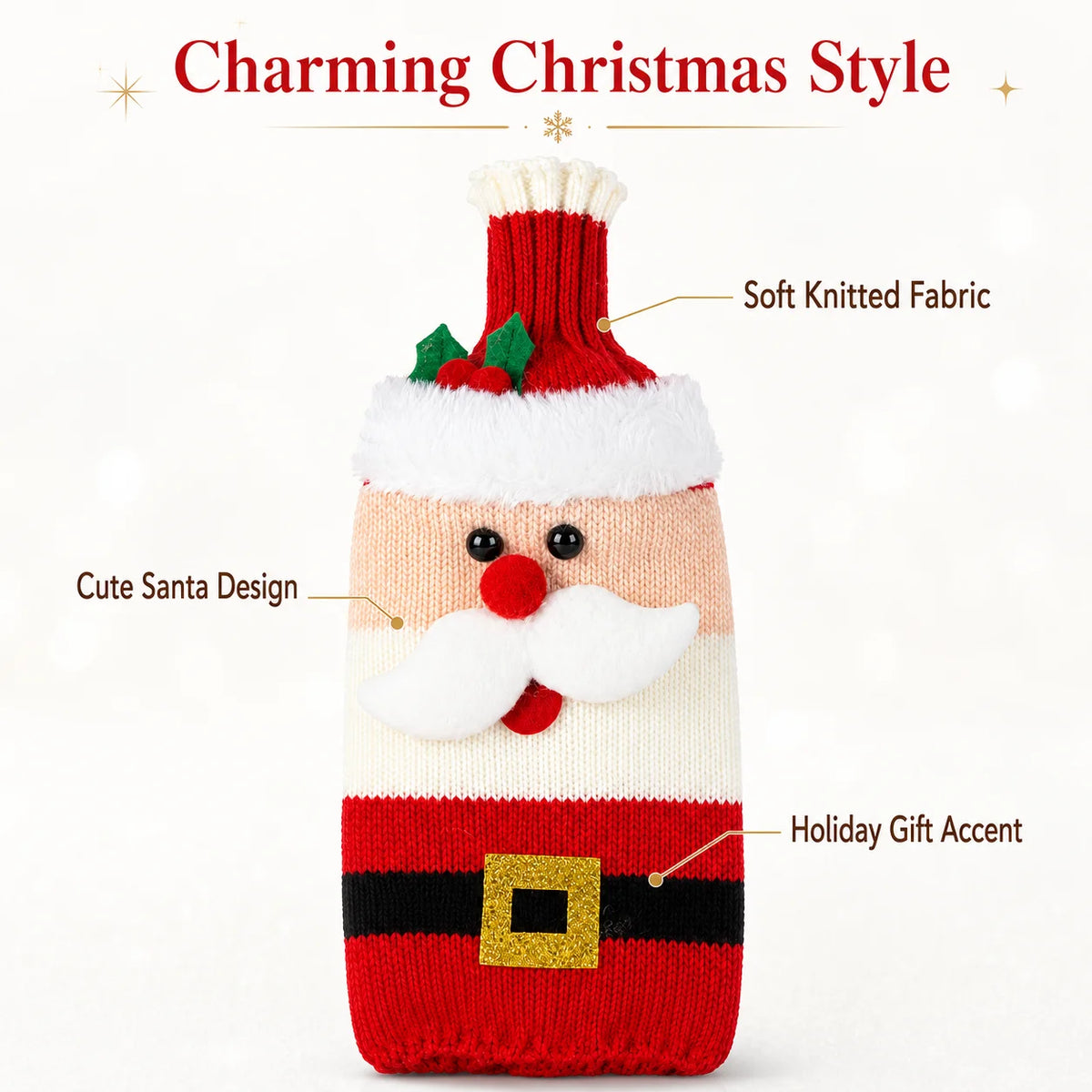 Santa Claus Knit Wine Bottle Sleeves | Christmas Gift Wrap Wine Bottle Sleeve Richie's