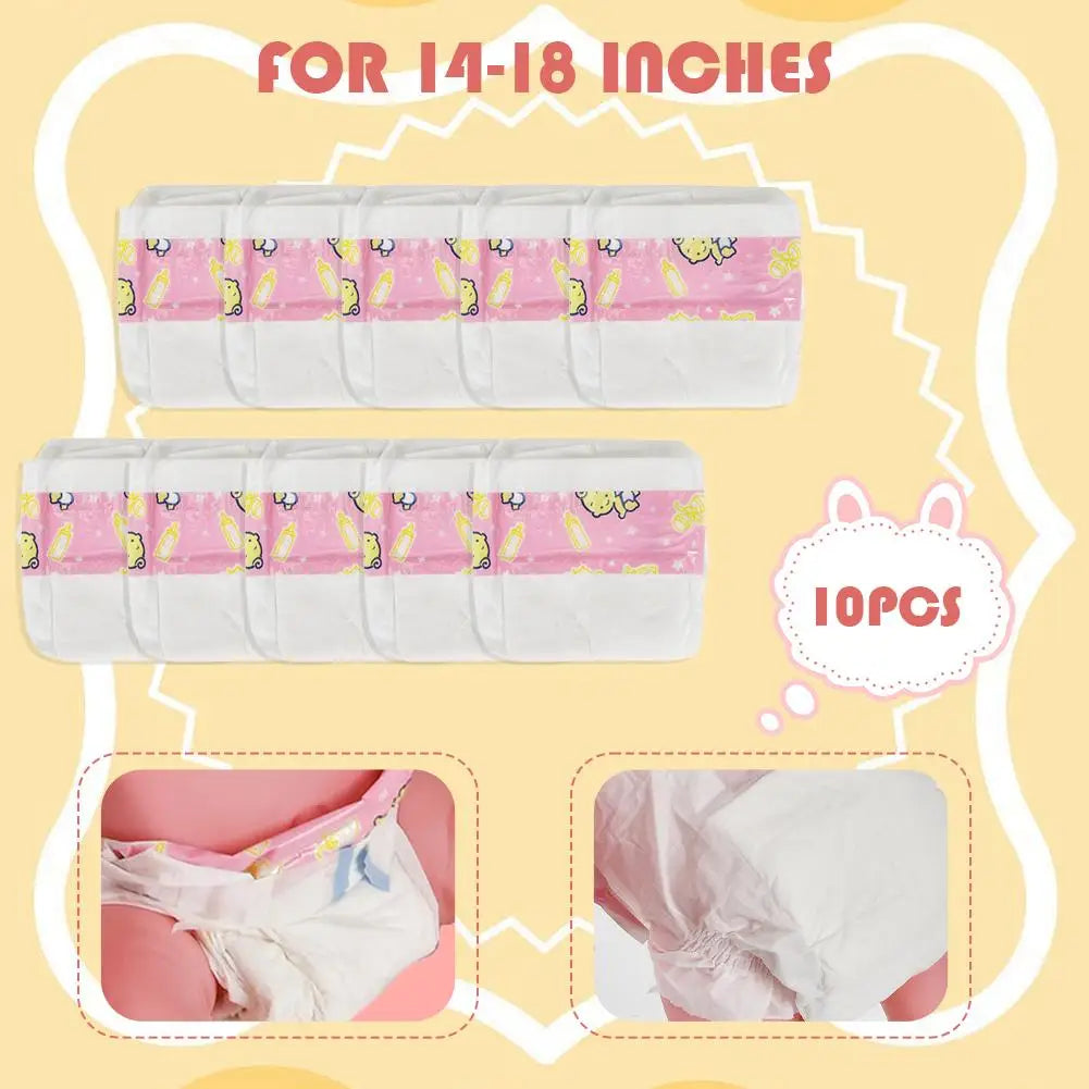 10Pcs Reborn Baby Doll Diapers Pretend Play Accessories 14-18" Doll Accessories Richie's