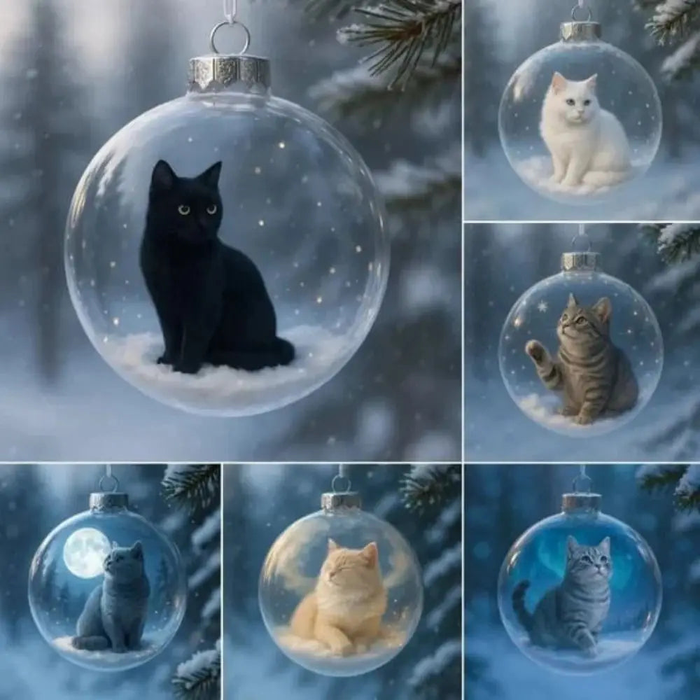 Cat Christmas Ball Ornament Acrylic Bauble DIY Pendant Christmas Ornament Richie's