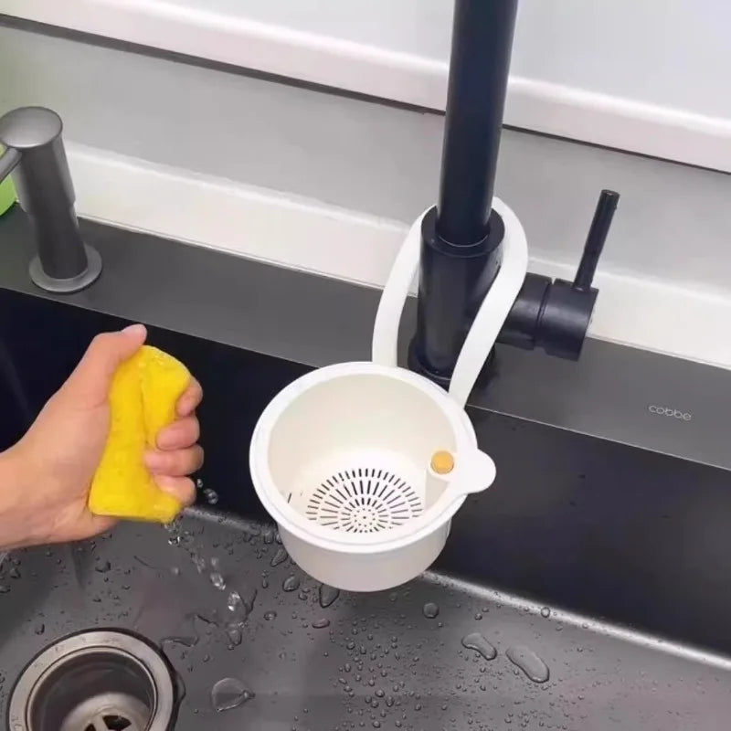 Self-Cleaning Push Sink Strainer Basket with Removable Bottom Sink Strainer Basket Richie's white 1pc