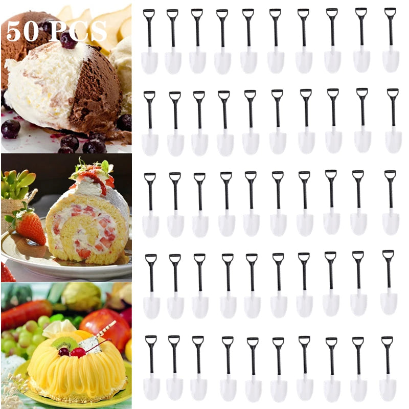 Mini Shovel Dessert Spoons Disposable Plastic 50pcs – Kids Party Disposable Dessert Spoons Richie's 50Pcs