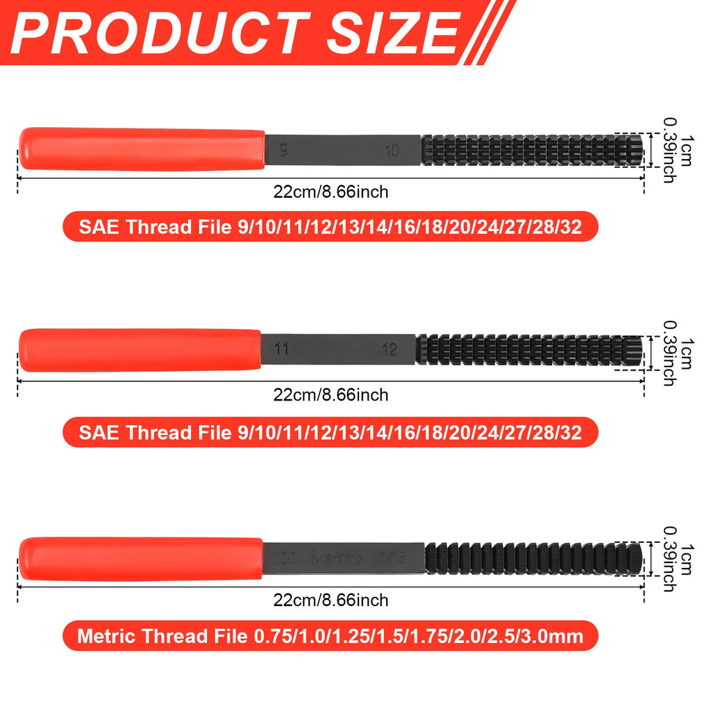Toorise Metric Thread Repair File – 8-Pitch Steel Restorer Thread Repair File Richie's 3pcs