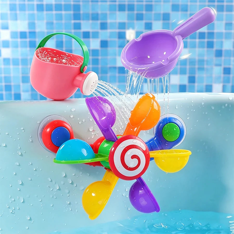 Baby Bath Toys 3-Piece Set – Watering Can, Spoon & Windmill Baby Bath Toy Set Richie's