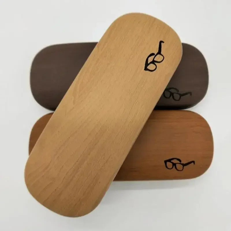 Wood Grain Hard Shell Glasses Case – PU Leather Eyeglass Box Eyeglass Case Richie's