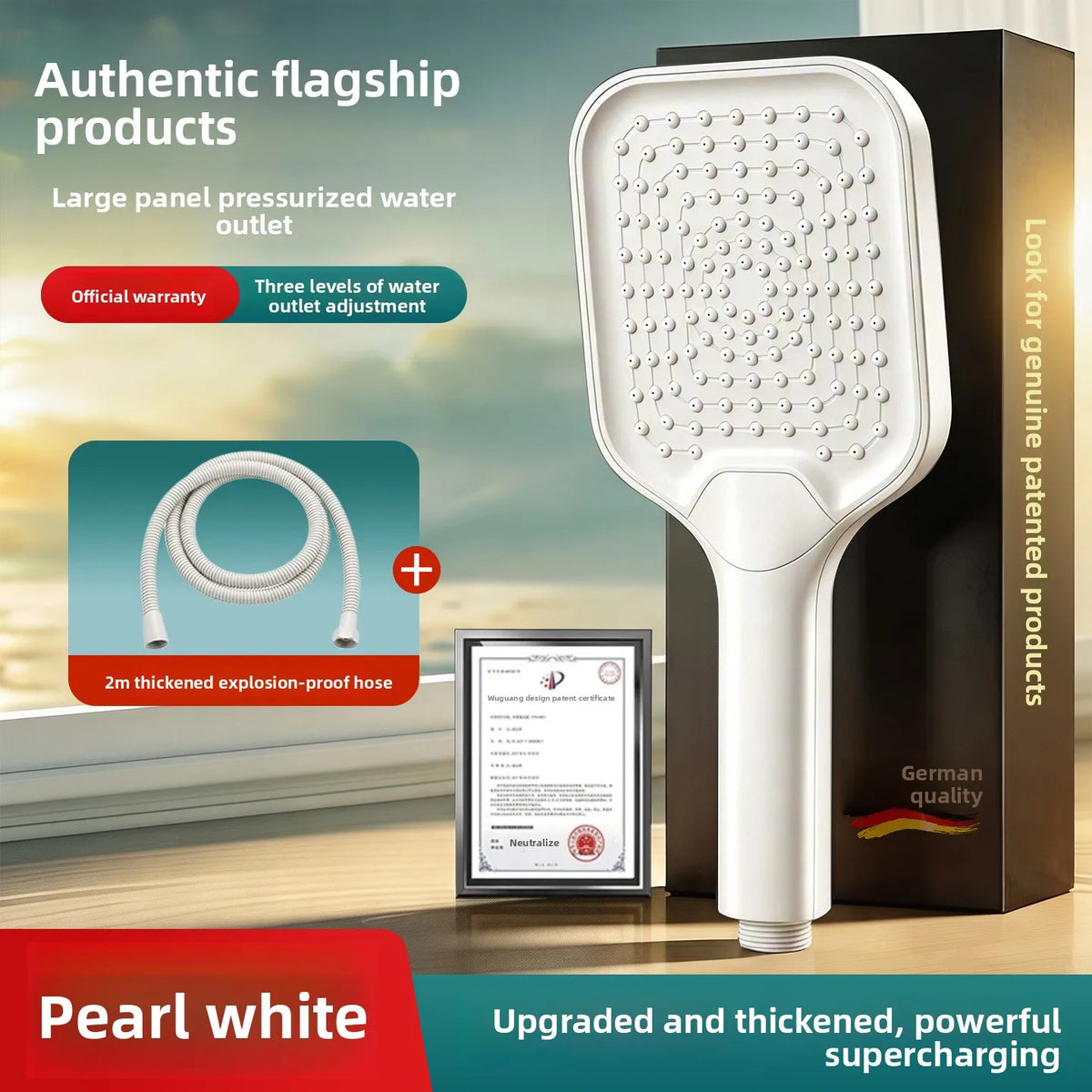 Pressurized Shower Head Set – High-Flow ABS Bathroom Kit Pressurized Shower Set Richie's Pearl White Set 4
