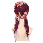 Women's Floral Turban Hijab Stretch Pre-Tied Head Wrap Cap Turban Head Wrap Richie's