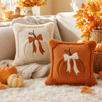 2pc Jacquard Pumpkin Bow Pillow Covers | Fall & Thanksgiving Décor Throw Pillow Covers Richie's