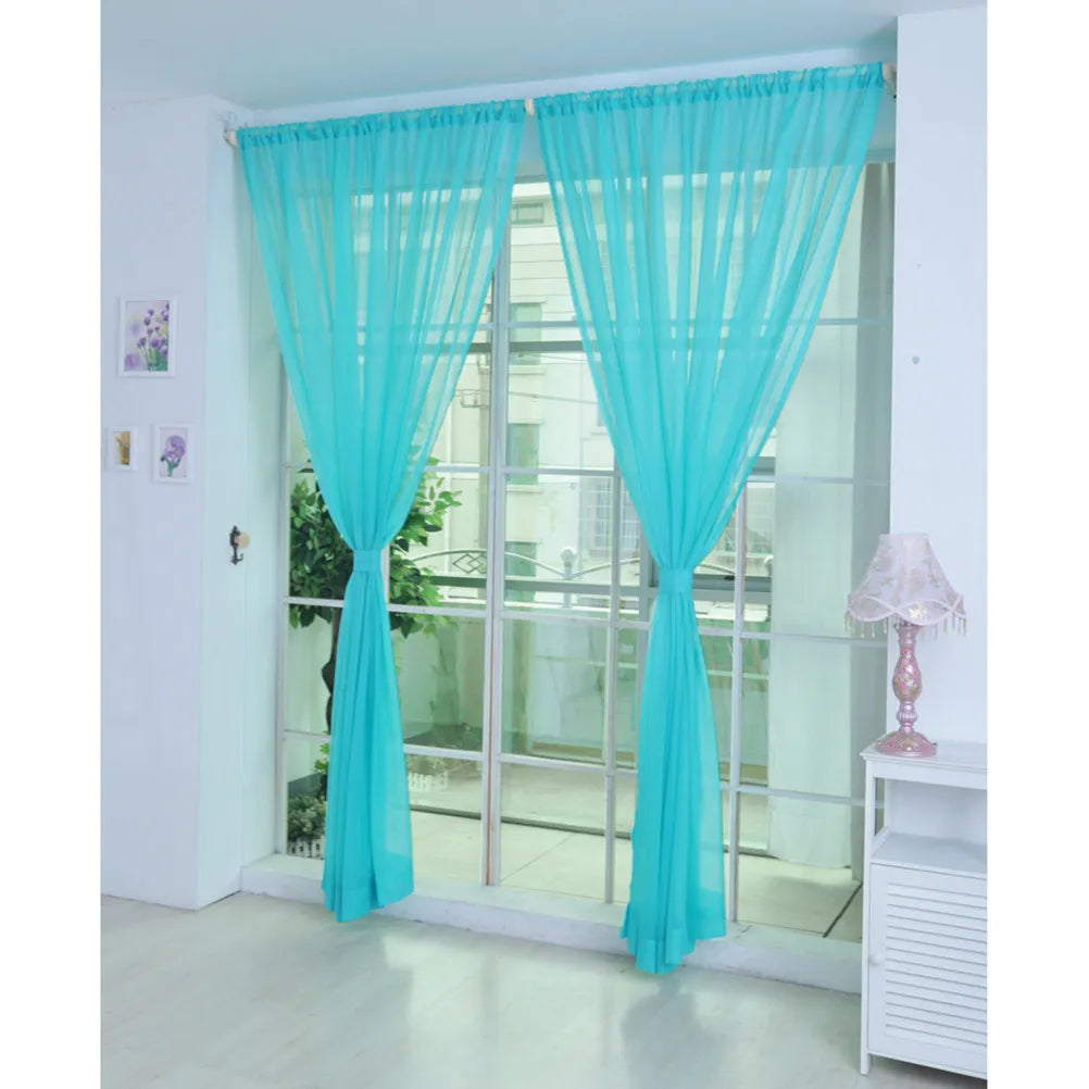 Transparent Voile Sheer Curtain Rod Pocket Panel 100x200cm Sheer Curtain Panel Richie's