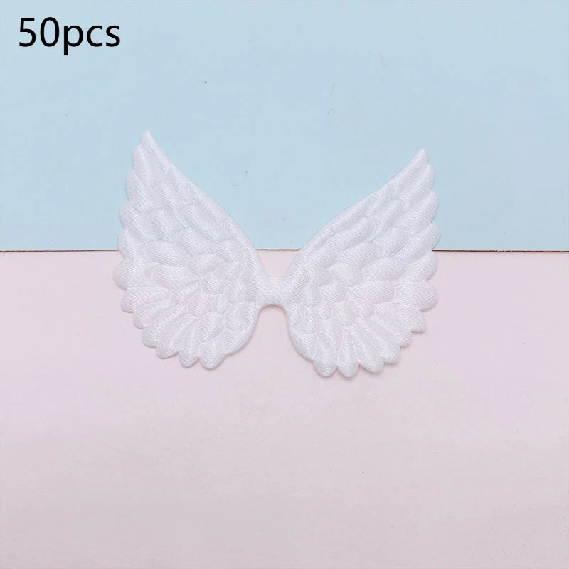 50pcs White Satin Angel Wing Patches – DIY Fabric Appliques Fabric Appliques Richie's WHITE 50pcs