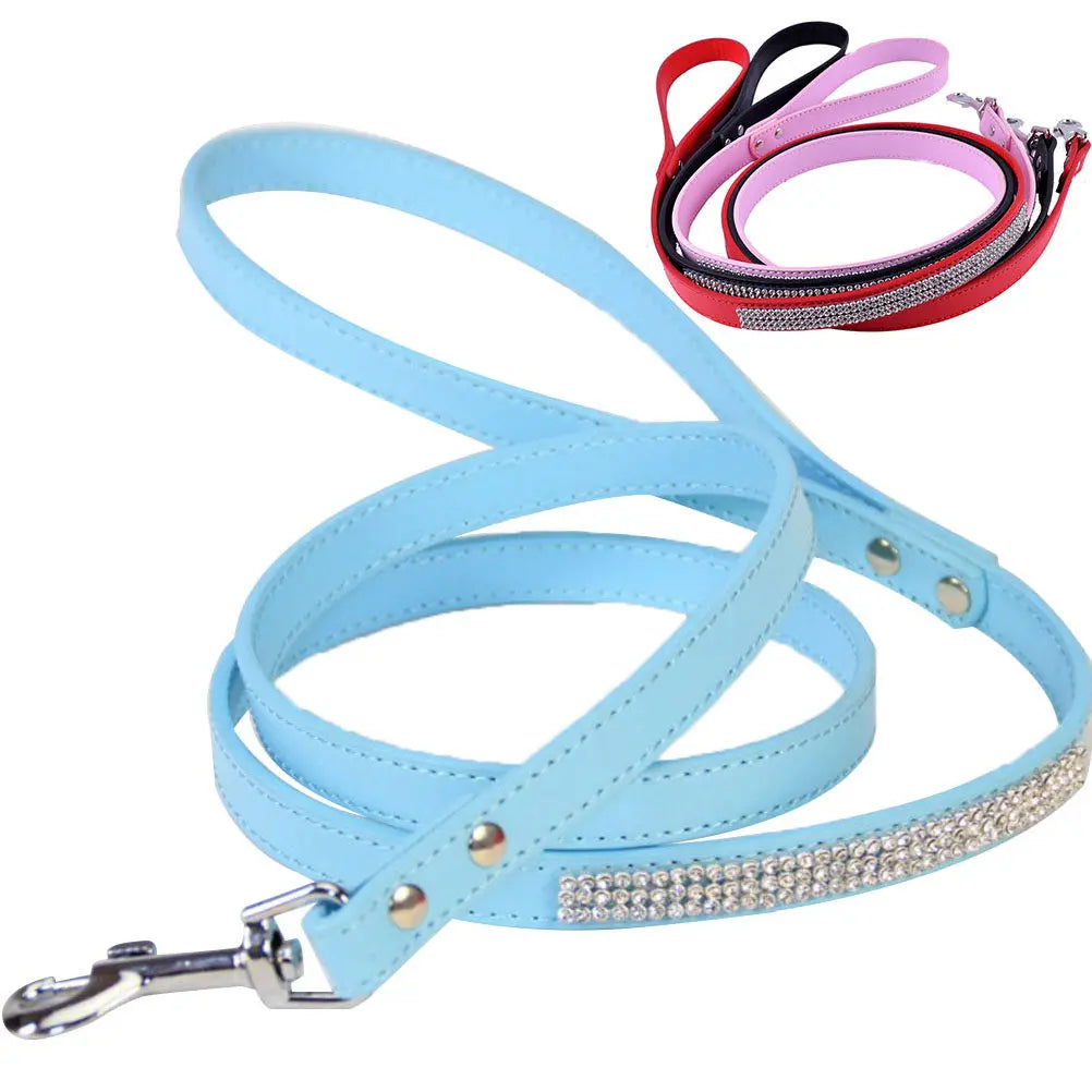 Sparkly Rhinestone Dog Leash for Small Dogs | Bling PU Leash Rhinestone Dog Leash Richie's