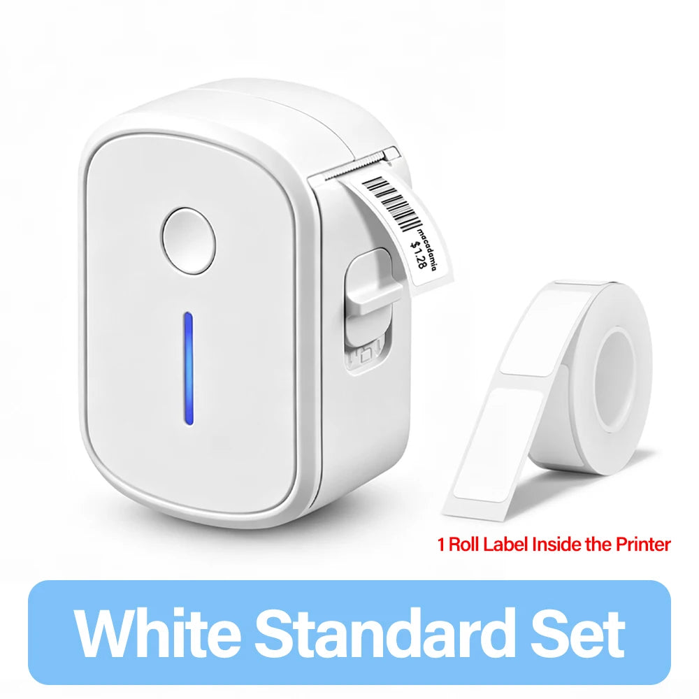 Memiva Bluetooth Inkless Thermal Label Printer – Mini Sticker Maker Thermal Label Printer Richie's White Standard Set