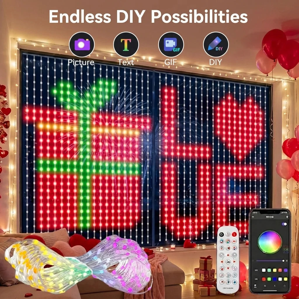 Programmable Pixel Curtain Lights – App Control, DIY GIF & Text Pixel Curtain Lights Richie's