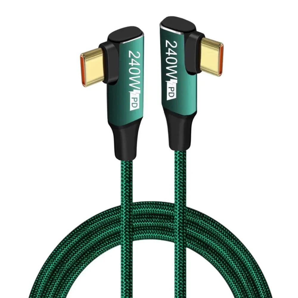240W USB-C to USB-C Fast Charging Cable Dual 90° Braided 1M USB-C Charging Cable Richie's 1m
