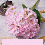 5-Head Artificial Hydrangea Silk Fake Flowers for Wedding & Decor Artificial Flowers Richie's Pink