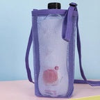 Mesh Water Bottle Holder Bag with Retractable Strap – 8 Colors Bottle Holder Bag Richie's purple