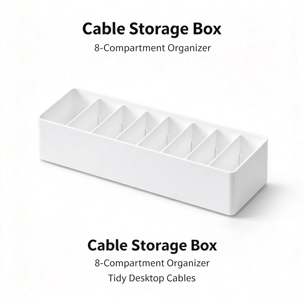 8-Grid Desktop Cable & Charger Storage Box Organizer – White Cable Storage Organizer Richie's