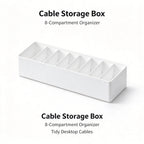 8-Grid Desktop Cable & Charger Storage Box Organizer – White Cable Storage Organizer Richie's