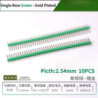 10PCS Color Gilded Pin Headers 2.54mm Single & Double Row Set PCB Pin Headers Richie's Green Gold 10PCS