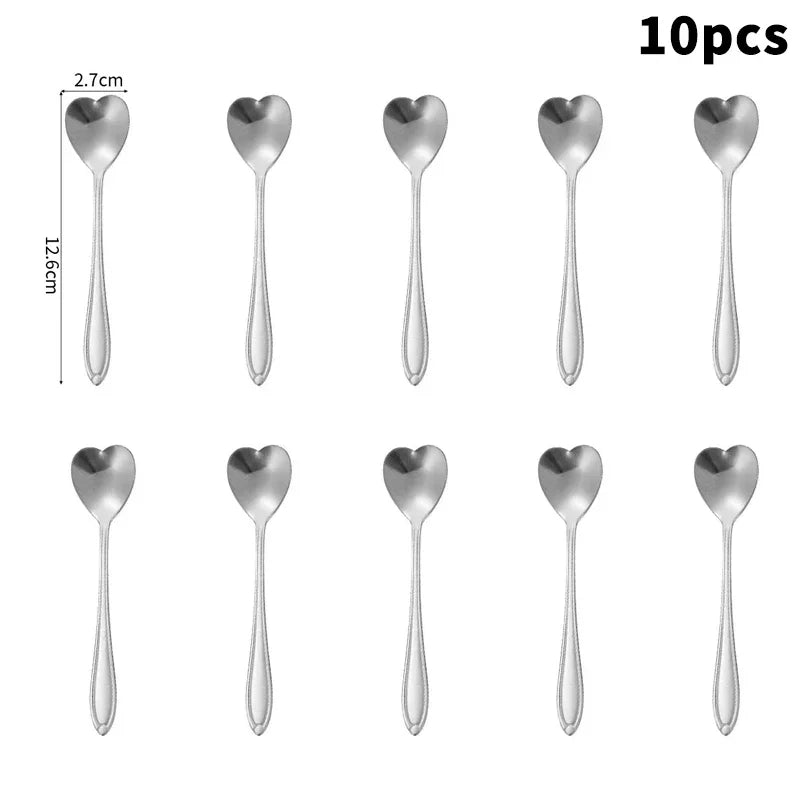 10-Piece Heart-Shaped Stainless Steel Coffee Spoon Set Coffee Spoon Set Richie's S1