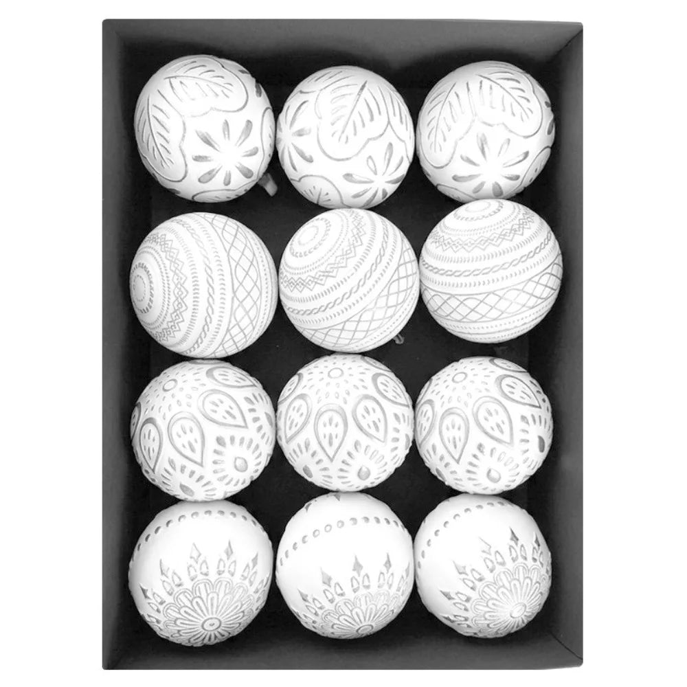 12 Antique-Style Christmas Ball Ornaments – Classic 8cm Baubles Christmas Tree Ornaments Richie's 3 8cm