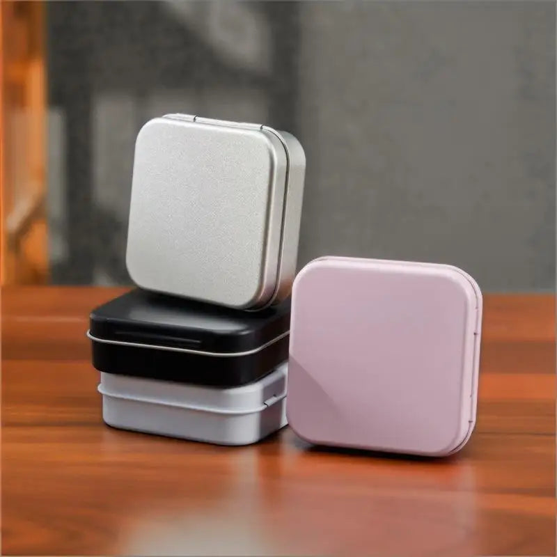 2-Pack Square Flip Top Tin Box – Portable Small Item Organizer Tin Storage Box Richie's