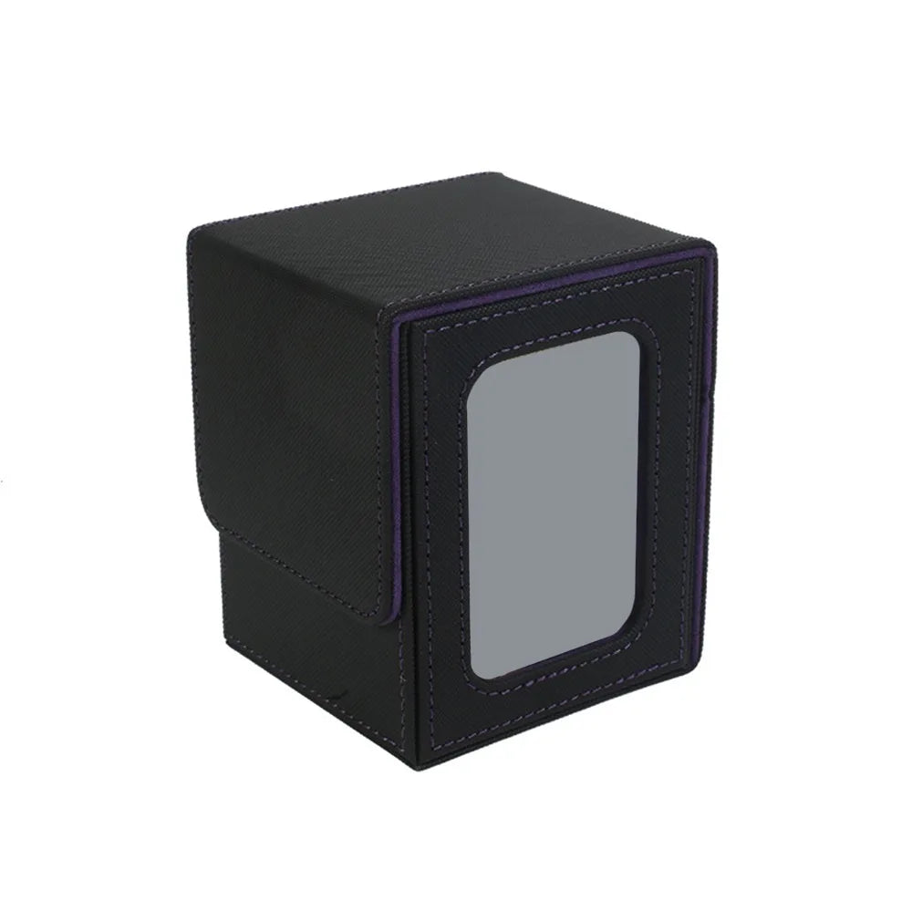 PU Leather Card Deck Box with Window – MTG Card Organizer Card Deck Box Richie's Black Purple