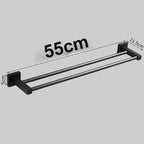 Matte Black Double Towel Bar Rack – 60cm Aluminium Square Design Double Towel Bar Richie's 55 CM