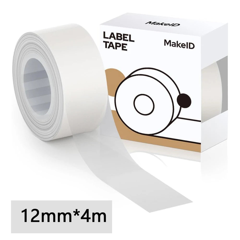 MAKEID Label Tape 9mm 12mm 16mm – White & Transparent Label Maker Tape Richie's 12mm transparent