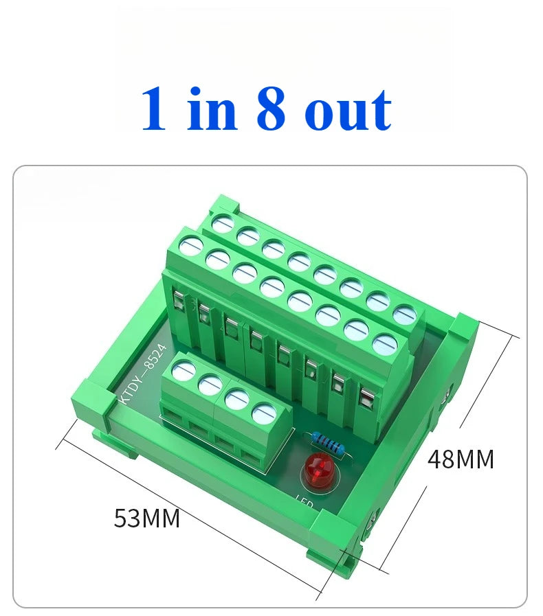 Guide Rail Terminal Block 1 In 5/8/16 Out Power Distribution Box Terminal Block Richie's