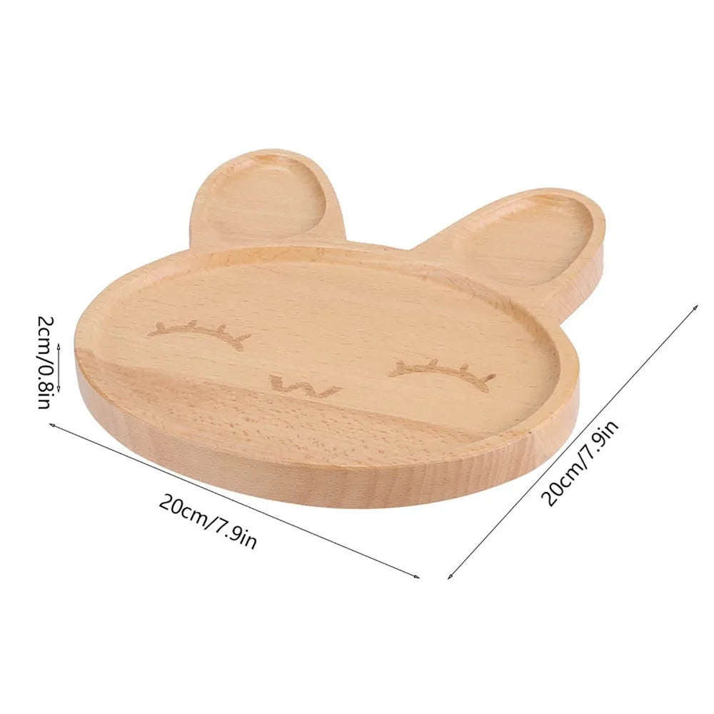 Wooden Bunny Kids Divided Serving Tray – Anti-Spill Cartoon Kids Wooden Tray Richie's