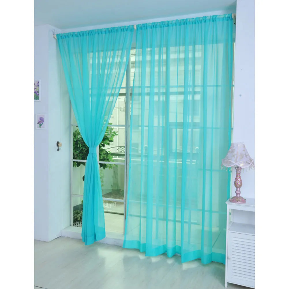Transparent Voile Sheer Curtain Rod Pocket Panel 100x200cm Sheer Curtain Panel Richie's