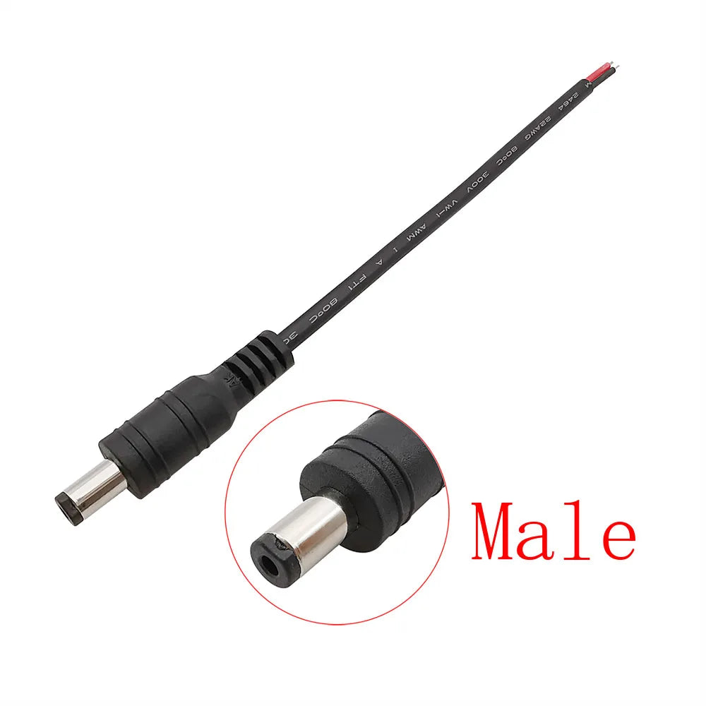 DC Power Pigtail Cable 5.5mm x 2.1mm Male Female Barrel Connector DC Power Connector Richie's