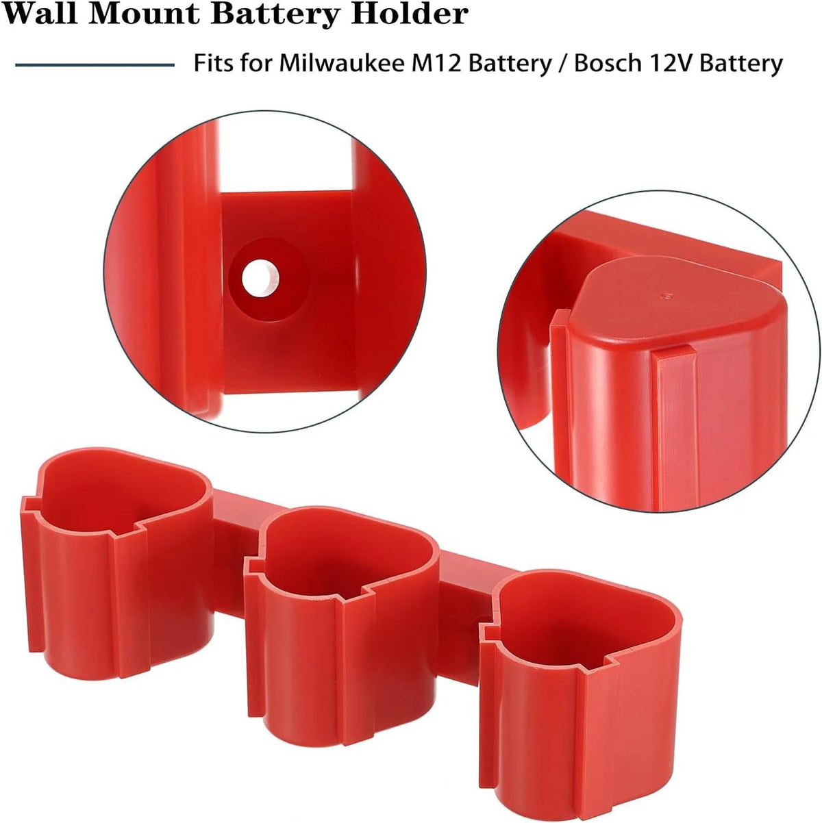 Wall Mount Battery Holder for Milwaukee M12 & Bosch 12V Battery Storage Rack Richie's