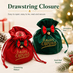 Velvet Christmas Gift Bag with Bow Bell & Drawstring Christmas Gift Bag Richie's