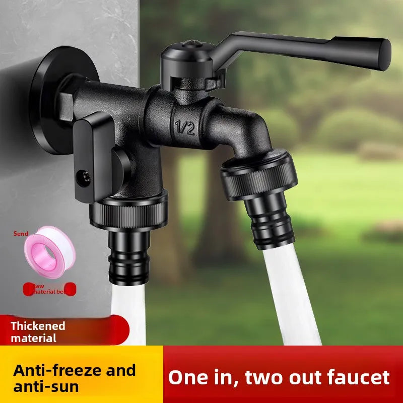 Outdoor Brass Antifreeze Faucet Dual Outlet Wall Mount Garden Tap Garden Faucet Richie's