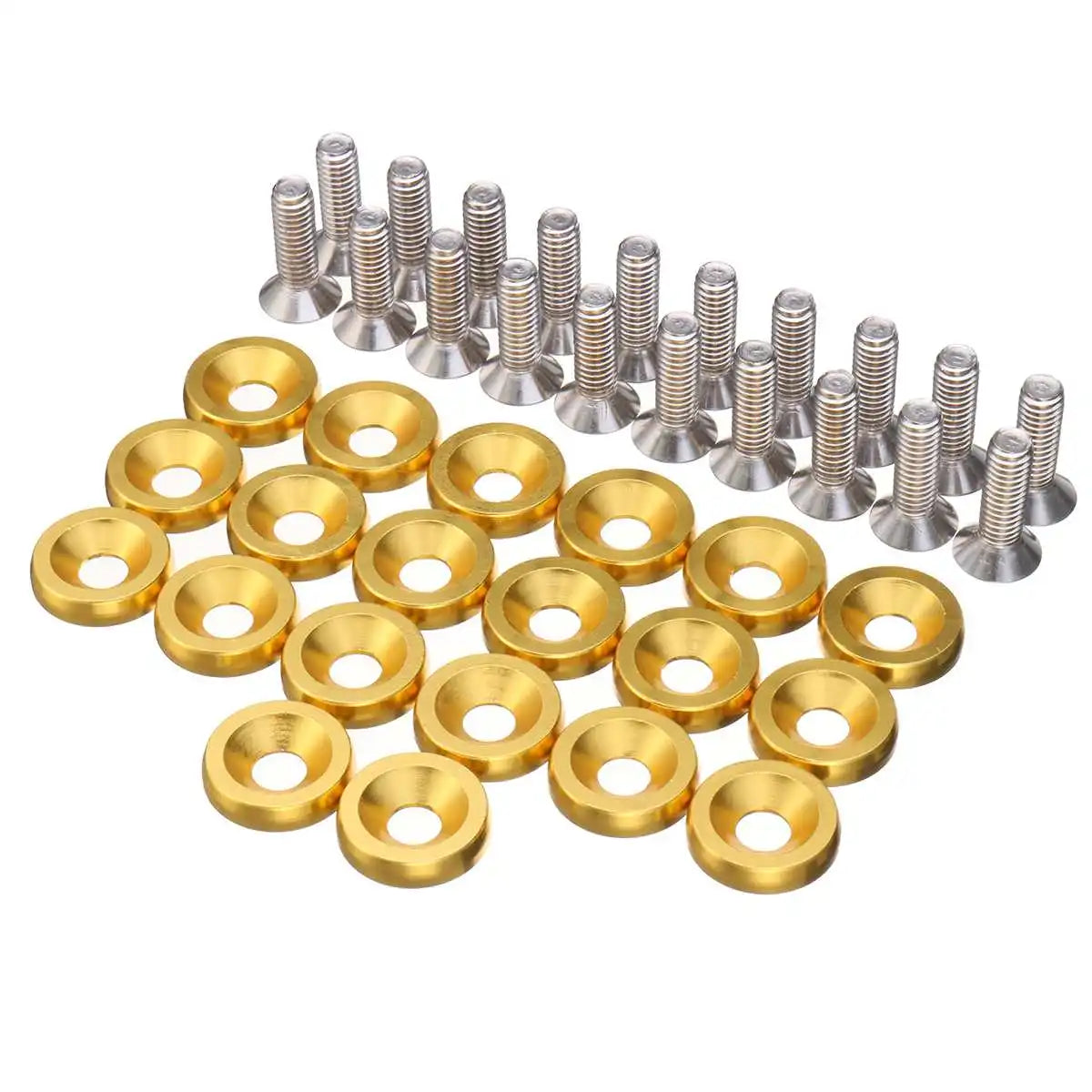 20pcs M6x15mm CNC Aluminum Fender Washer Bolt Engine Bay Kit Automotive Dress Up Bolts Richie's Gold