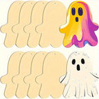 10pcs Unfinished Wooden Halloween Ornaments – 2D Flat DIY Craft Set Wooden Craft Ornaments Richie's 10pcs