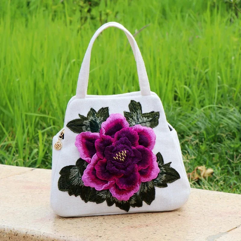 Ethnic Embroidered Floral Canvas Tote Handbag for Women Canvas Tote Handbag Richie's style2