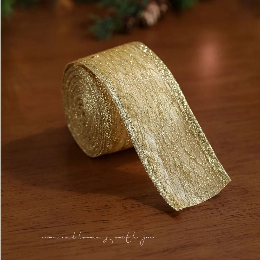 2M Sparkling Mesh Christmas Ribbon Glitter Sequins DIY Bow Christmas Ribbon Richie's