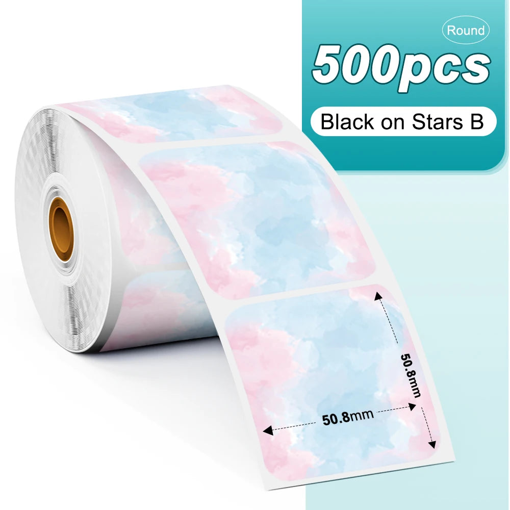 Phomemo 1000pcs Round Thermal Shipping Labels Rainbow Stickers Thermal Shipping Labels Richie's 500pcs ZB