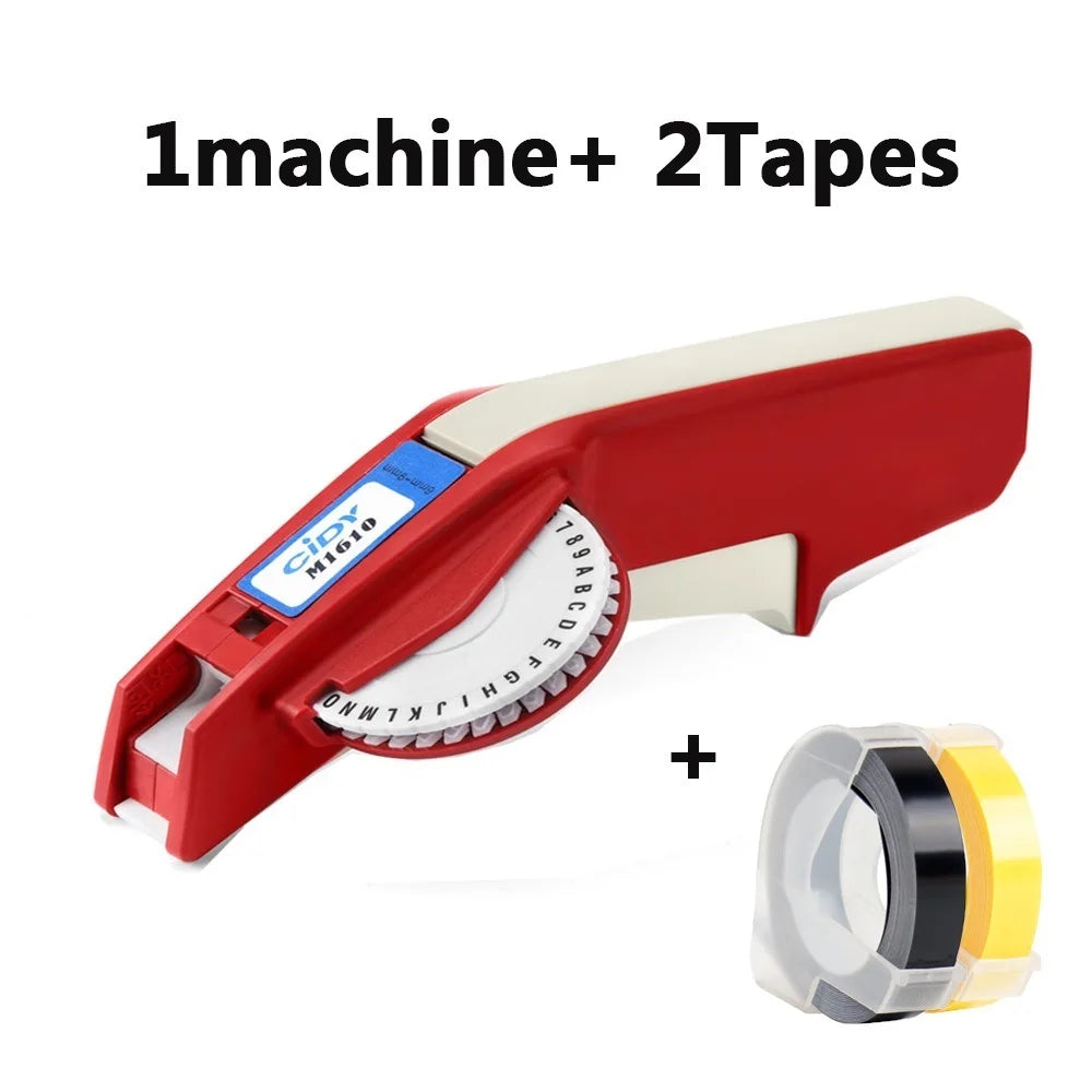 CIDY M1610 Manual Label Maker with 2 Refill Tapes – 6/9mm Embossed Manual Label Maker Richie's red 9mm