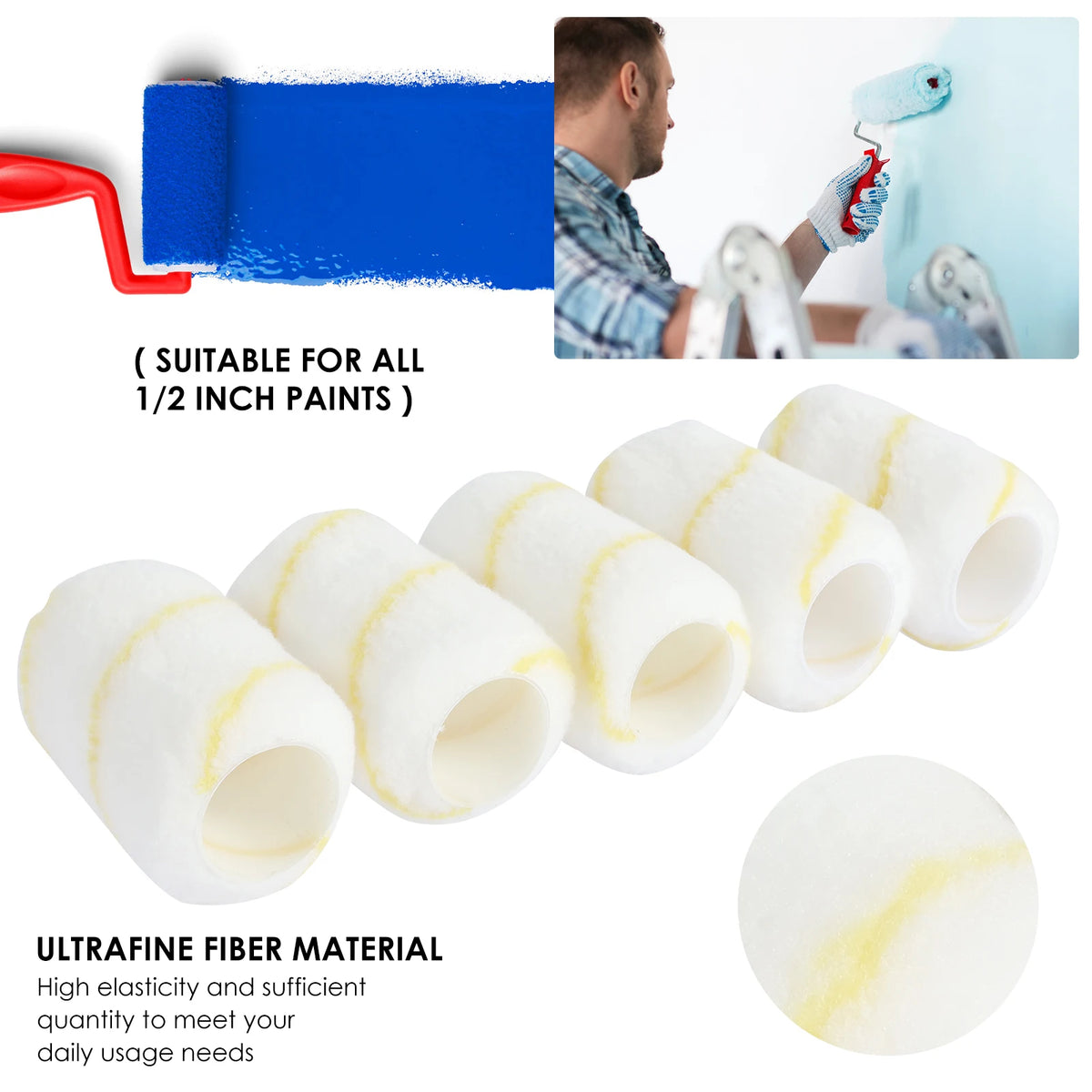 24-Pack 4" Microfiber Paint Roller Cover Naps – Reusable Paint Roller Covers Richie's