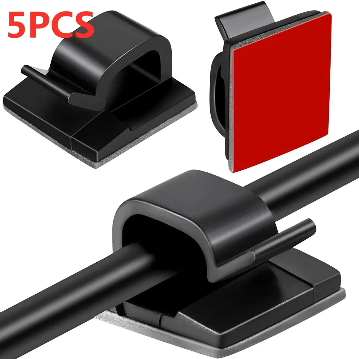 Self-Adhesive Cable Organizer Clips – Desk Cord Manager Cable Management Clips Richie's 5PCS-Black