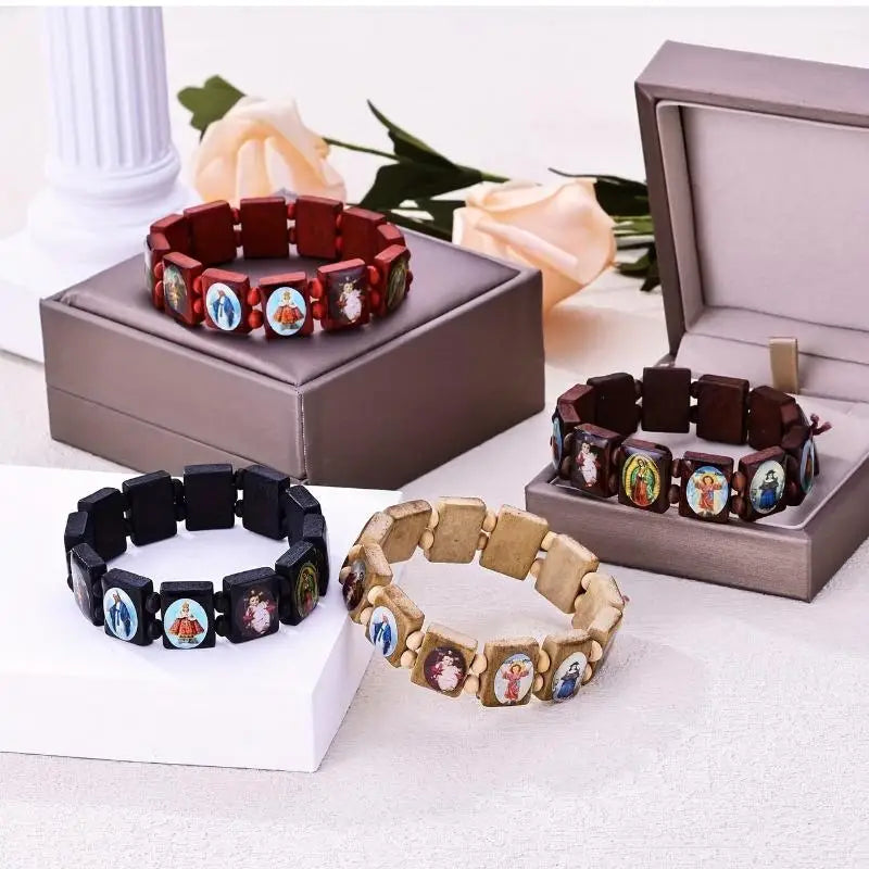 Wood Prayer Bead Bracelet – Religious Icon Drip Oil Finish Prayer Bead Bracelet Richie's